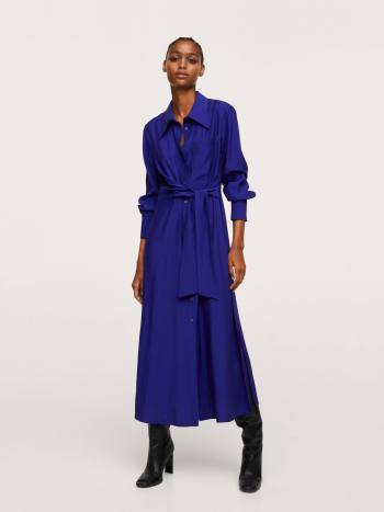 Robe chemise ceinture à nouer