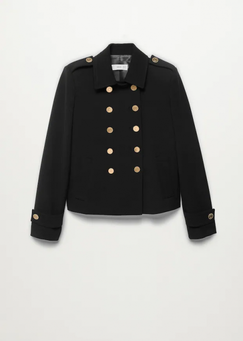 Veste courte  marine en laine mélangée