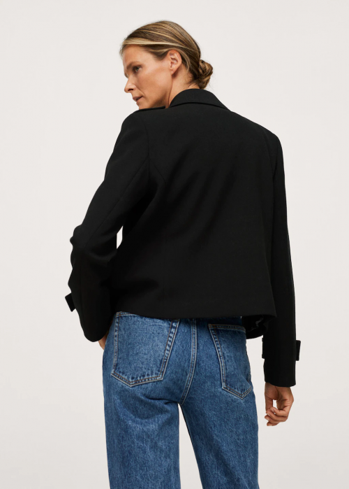 Veste courte  marine en laine mélangée