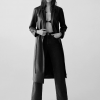 Veste longue ceinturé en cuir