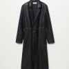 Veste longue ceinturé en cuir