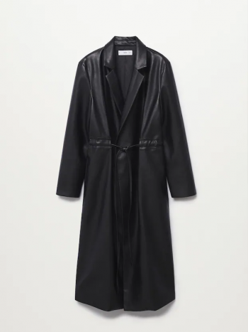Veste longue ceinturé en cuir