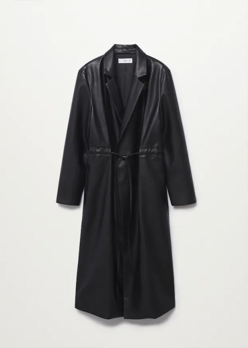 Veste longue ceinturé en cuir