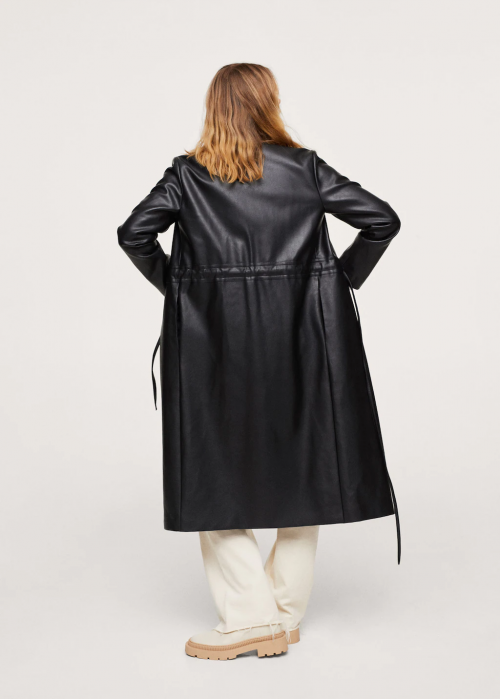 Veste longue ceinturé en cuir