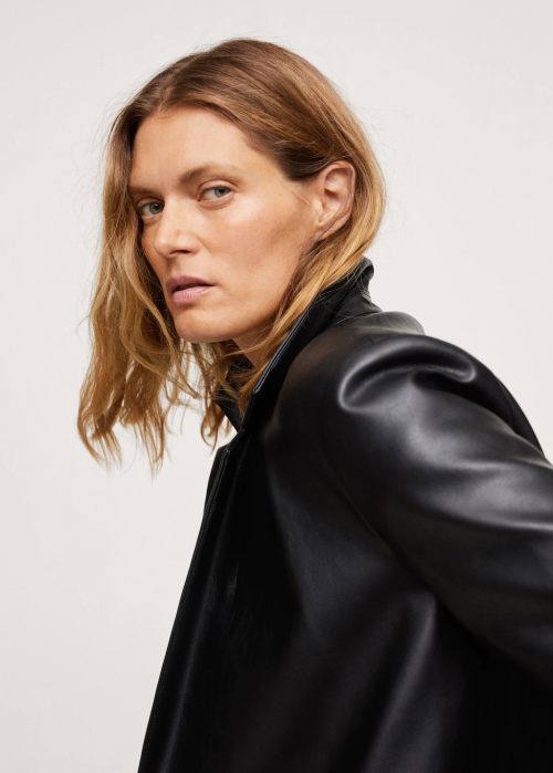 Veste longue ceinturé en cuir