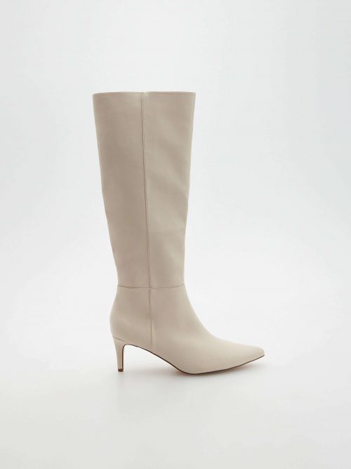 Bottes à talon en cuir bout pointu