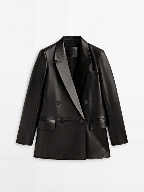 Blazer croisé en cuir