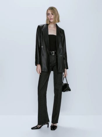 Blazer croisé en cuir