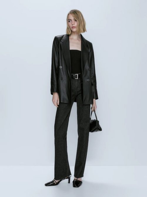 Blazer croisé en cuir