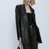 Blazer croisé en cuir