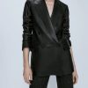 Blazer croisé en cuir