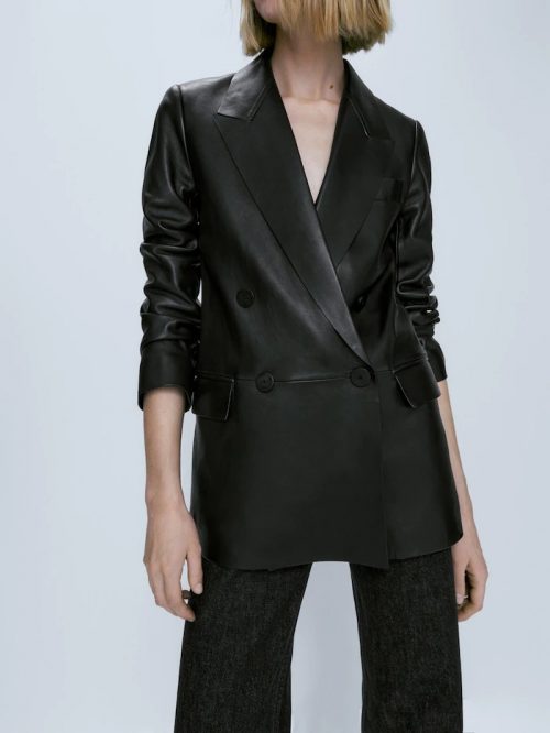 Blazer croisé en cuir