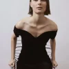 Robe en velours à épaules dénudées